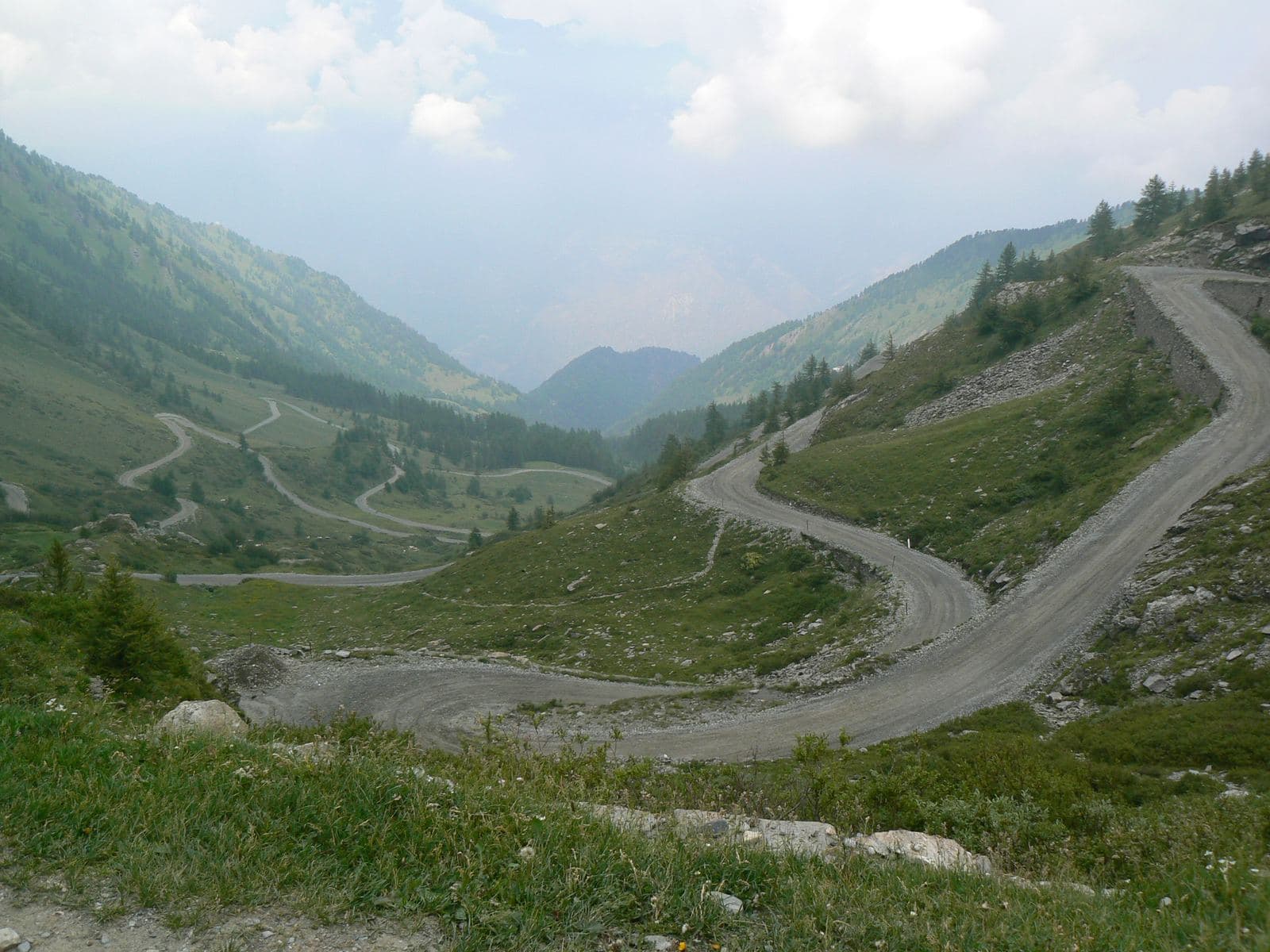 The gravel-topped hairpins of Colle delle Finestre