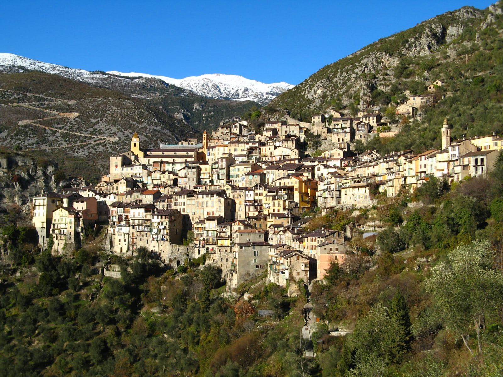 The fortified village of Saorge on its mountainside