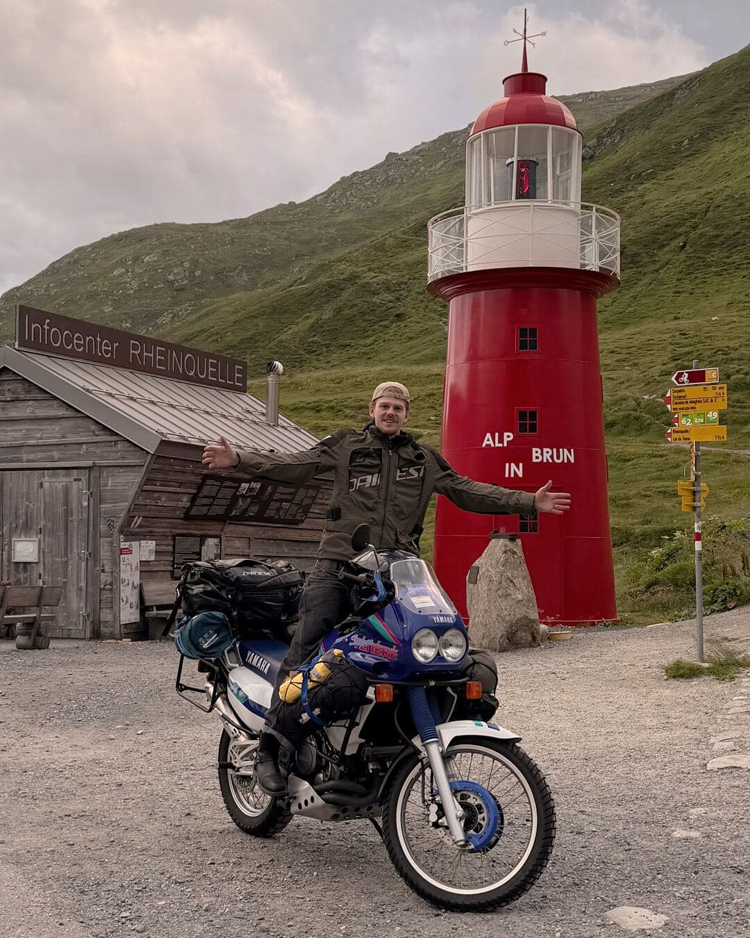 Max on a motorcycle adventure in the Alps